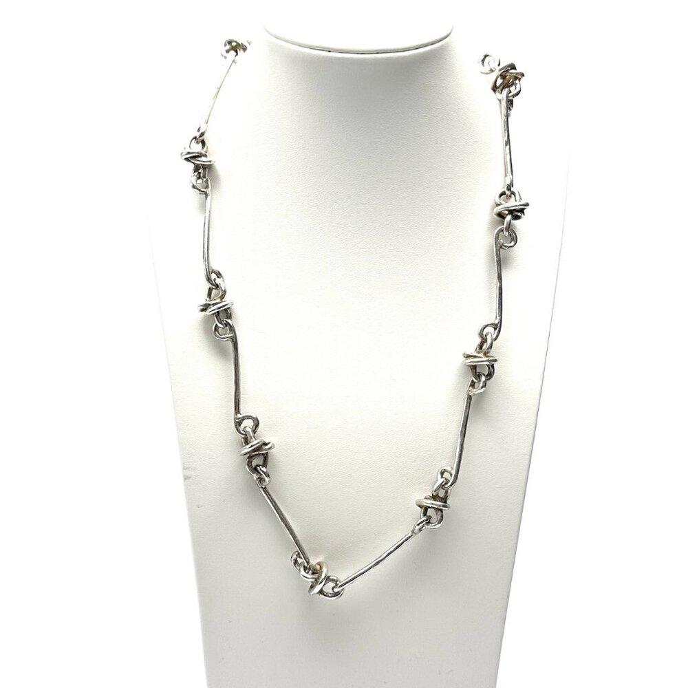 1990s Modernist 22" Turkish Sterling Silver Knot Necklace — EUC